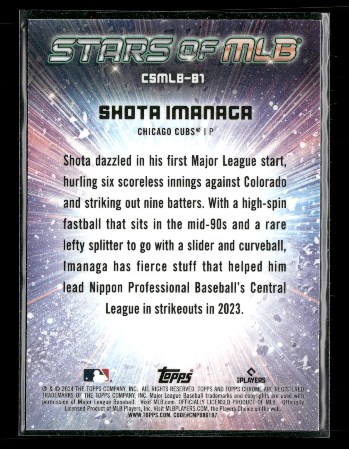2024 Topps Chrome Stars of MLB Shota Imanaga #CSMLB-81 RC