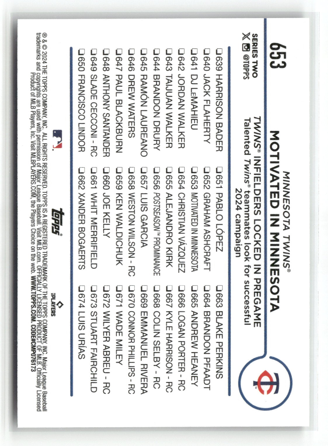 2024 Topps Series Two Motivated In Minnesota #653