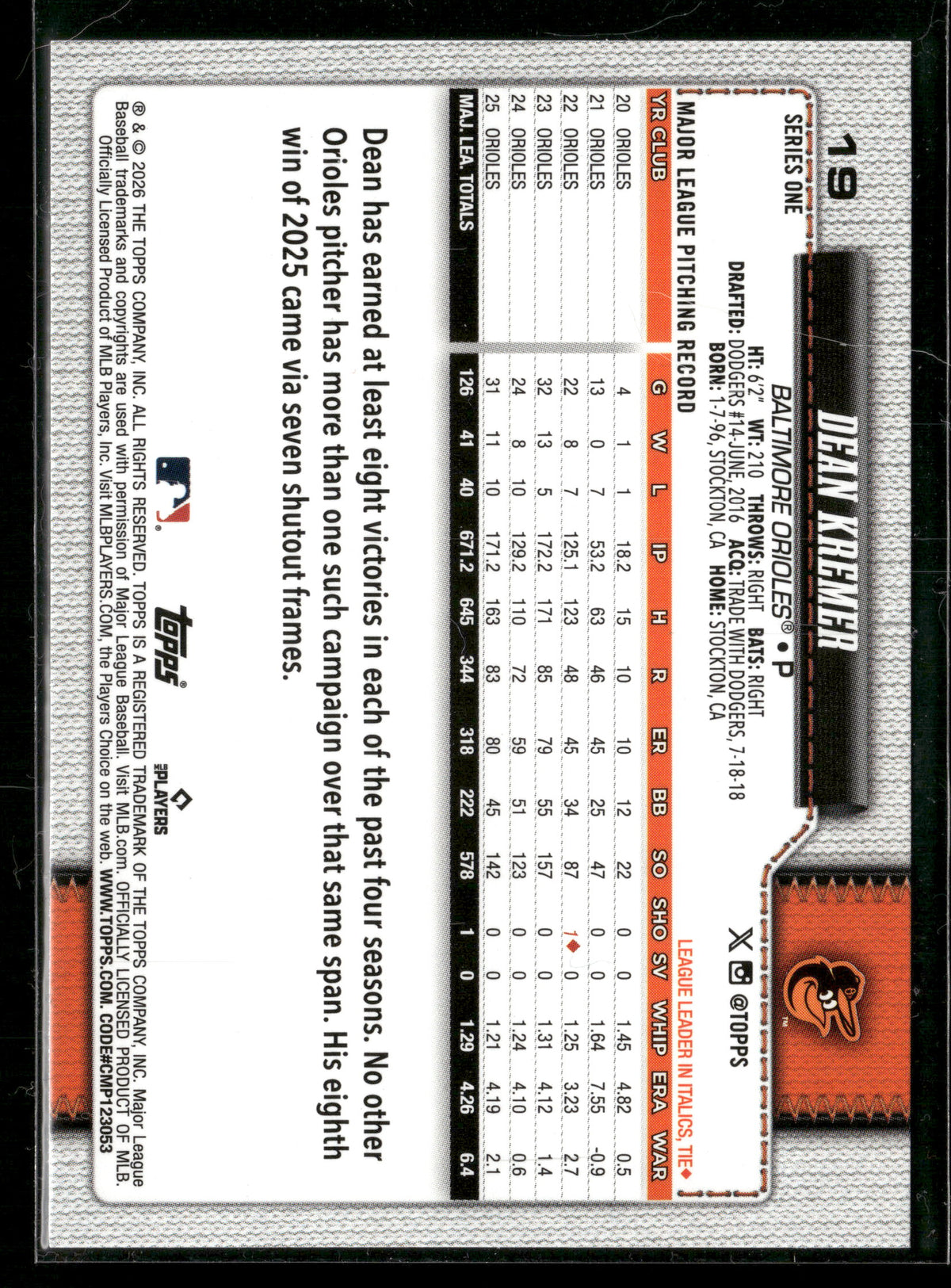 2026 Topps Series 1 Dean Kremer #19 Diamante Foil
