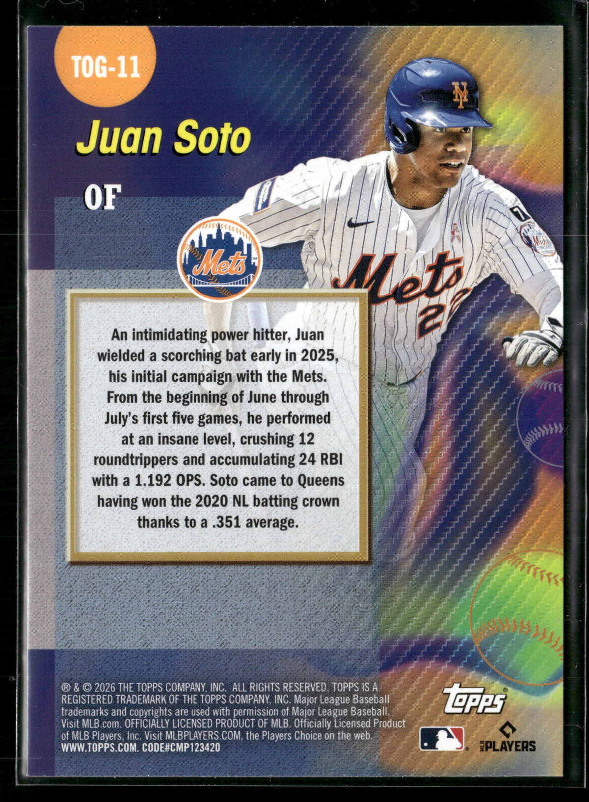 2026 Topps Series 1 Juan Soto #TOG-11 Titans of the Game