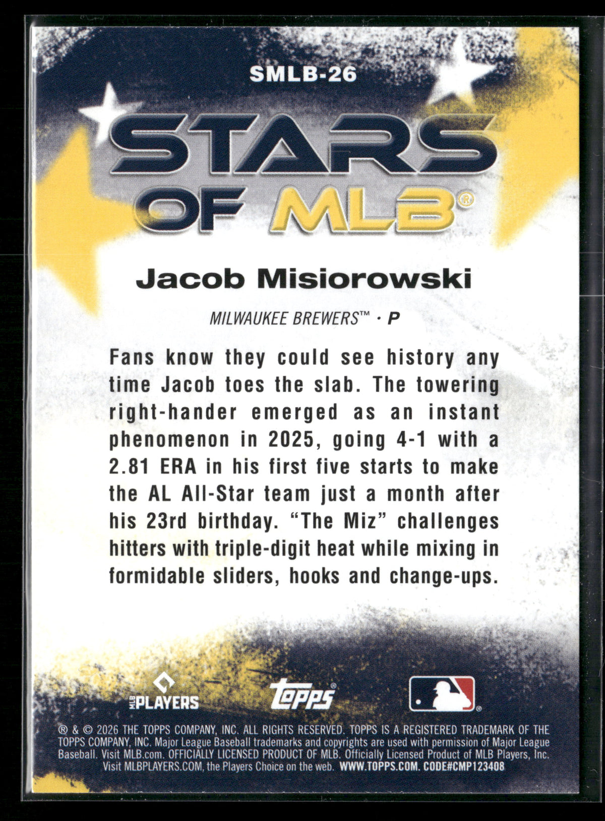 2026 Topps Series 1 Jacob Misiorowski #SMLB-26 Stars of MLB RC