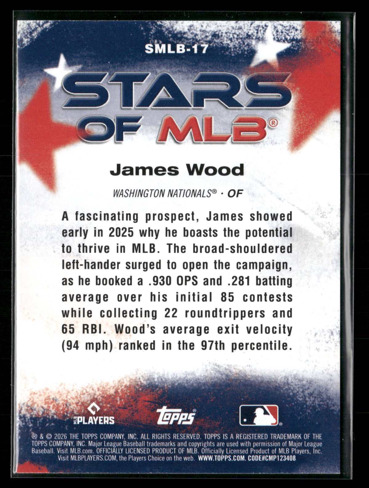 2026 Topps Series 1 James Wood #SMLB-17 Stars of MLB