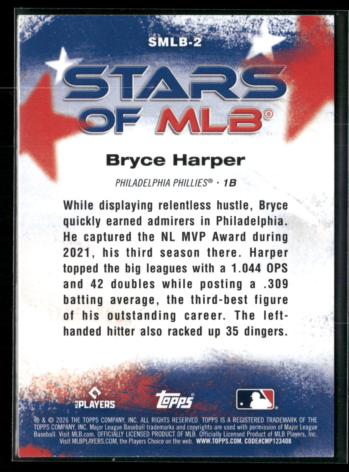 2026 Topps Series 1 Bryce Harper #SMLB-2 Stars of MLB