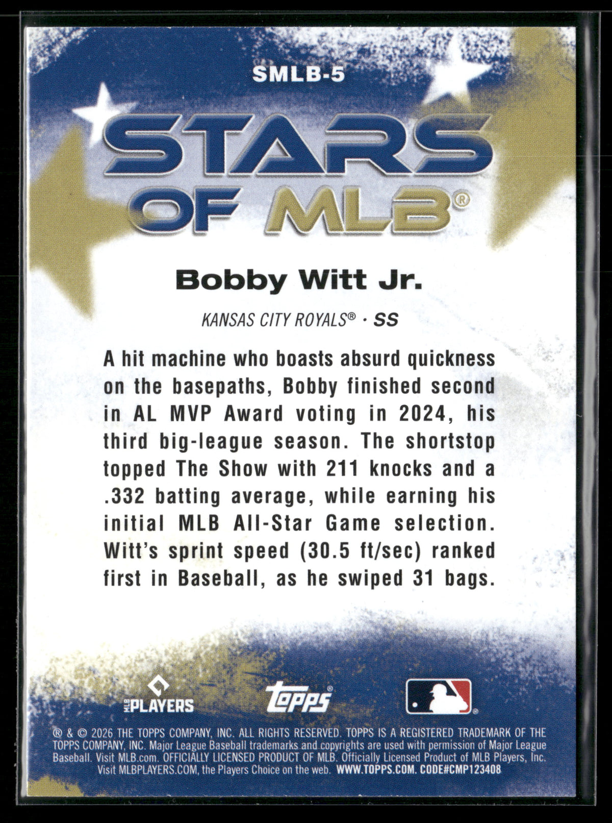 2026 Topps Series 1 Bobby Witt Jr. #SMLB-5 Stars of MLB