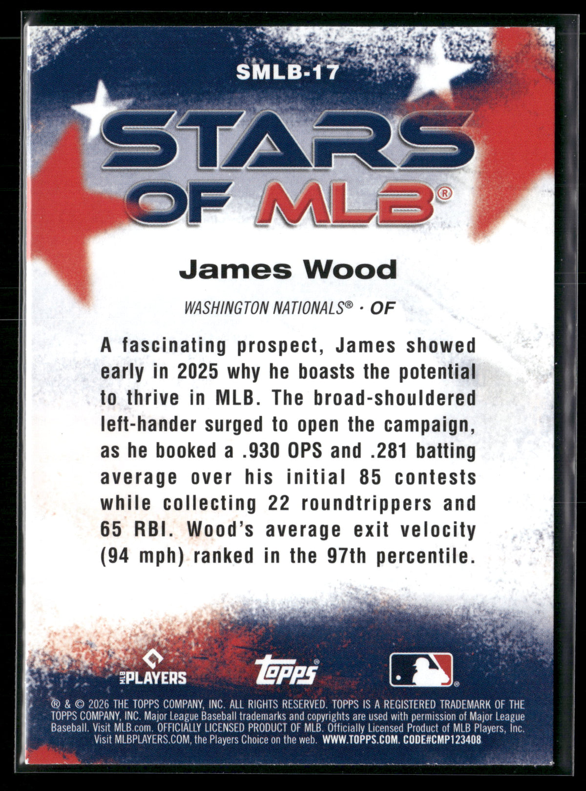 2026 Topps Series 1 James Wood #SMLB-17 Stars of MLB