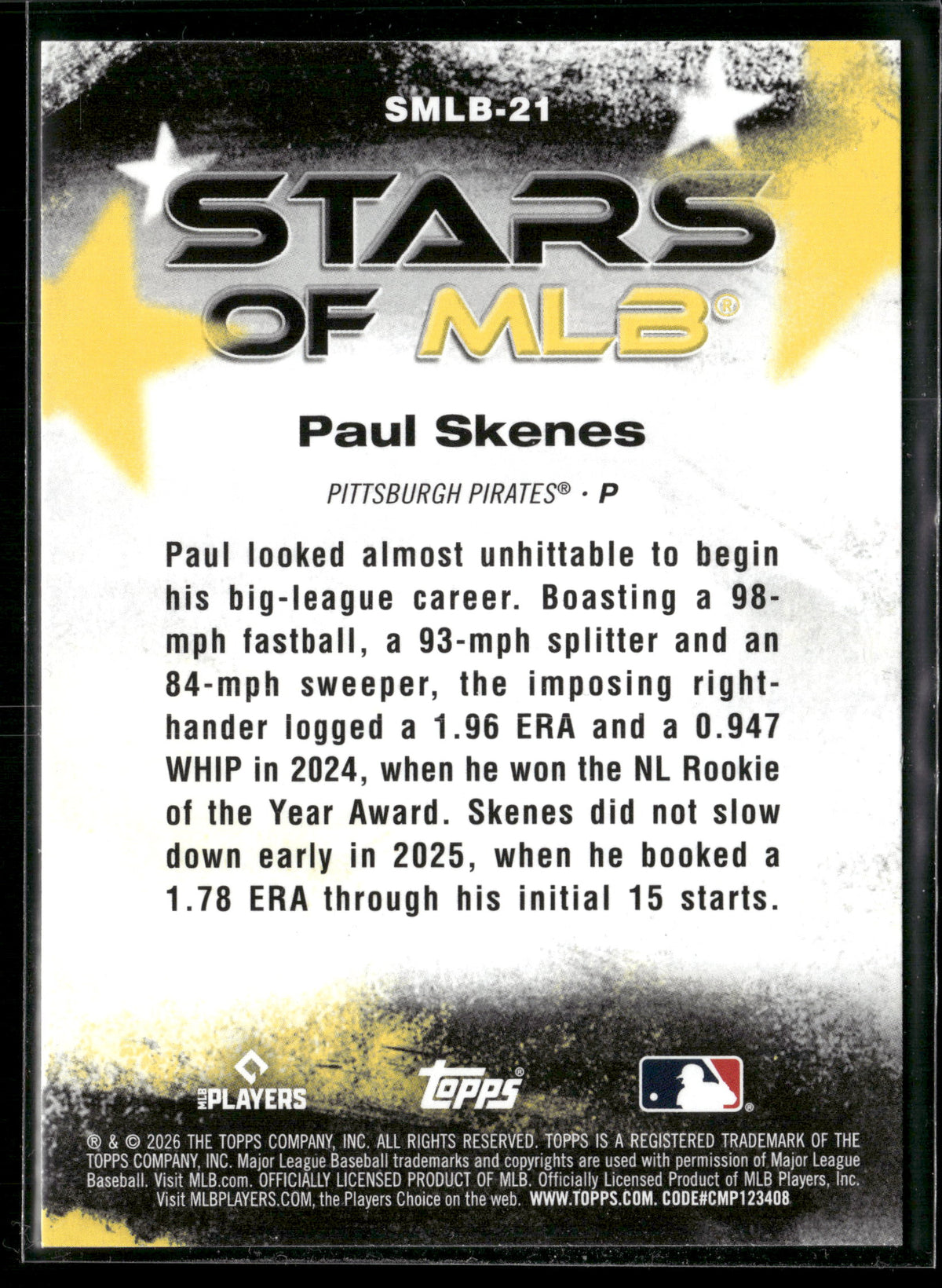2026 Topps Series 1 Paul Skenes #SMLB-21 Stars of MLB