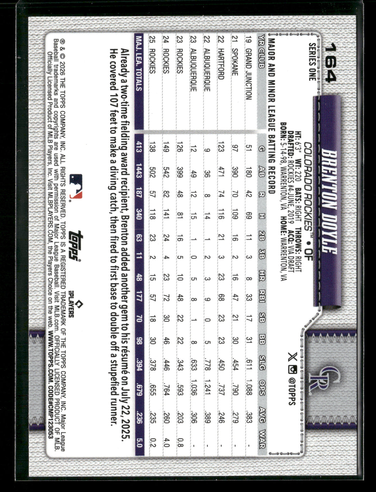 2026 Topps Series 1 Brenton Doyle #164