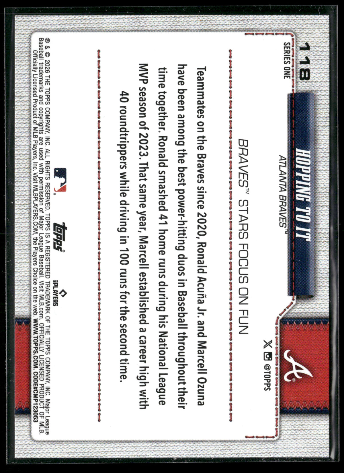 2026 Topps Series 1 Marcell Ozuna Ronald Acuña Jr. #118