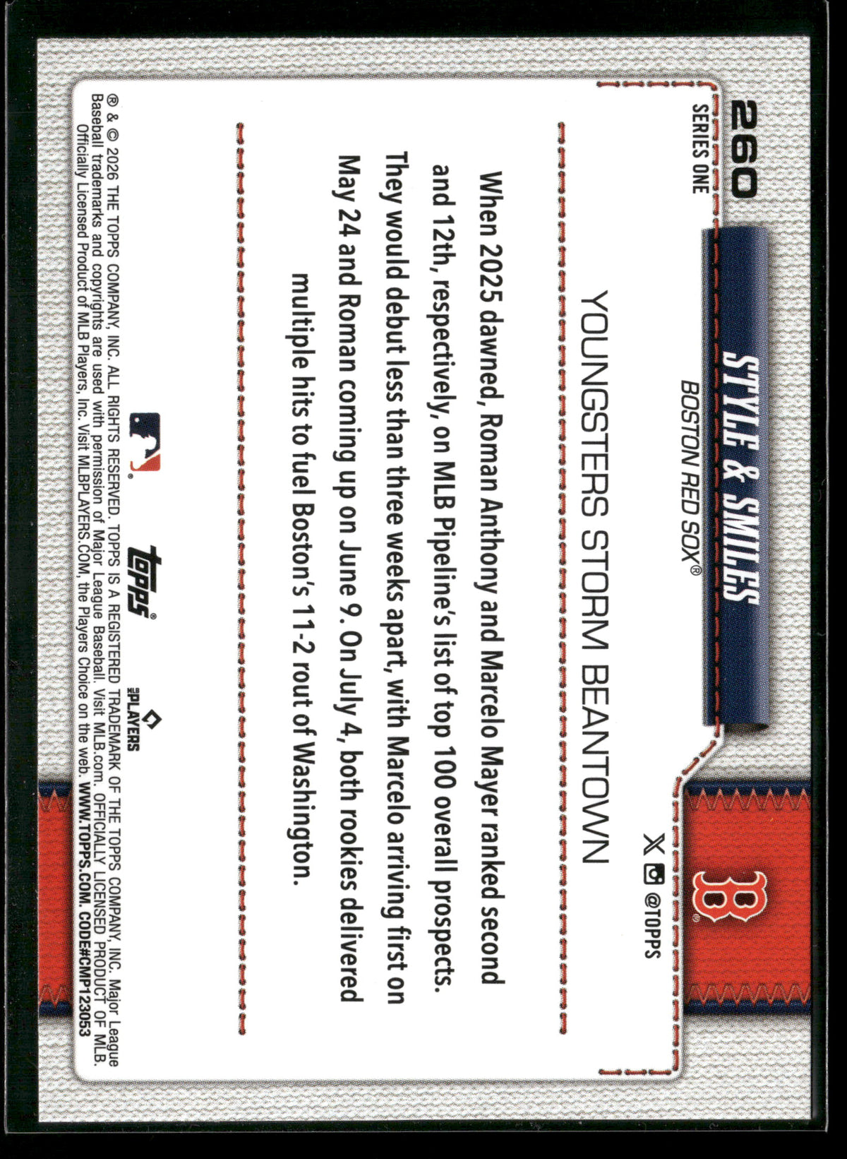 2025 Topps Series 1 Roman Anthony Marcelo Mayer #260