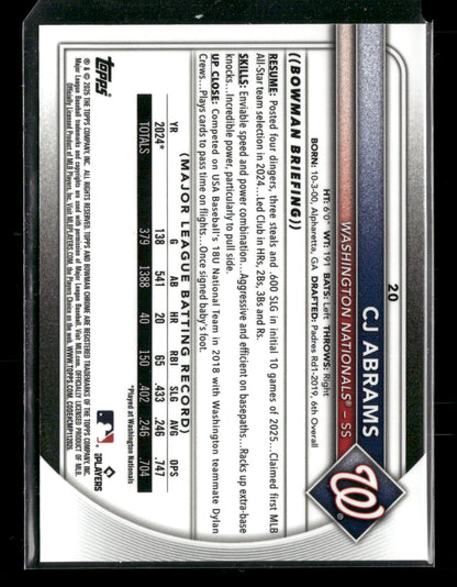 2025 Bowman Chrome CJ Abrams #20