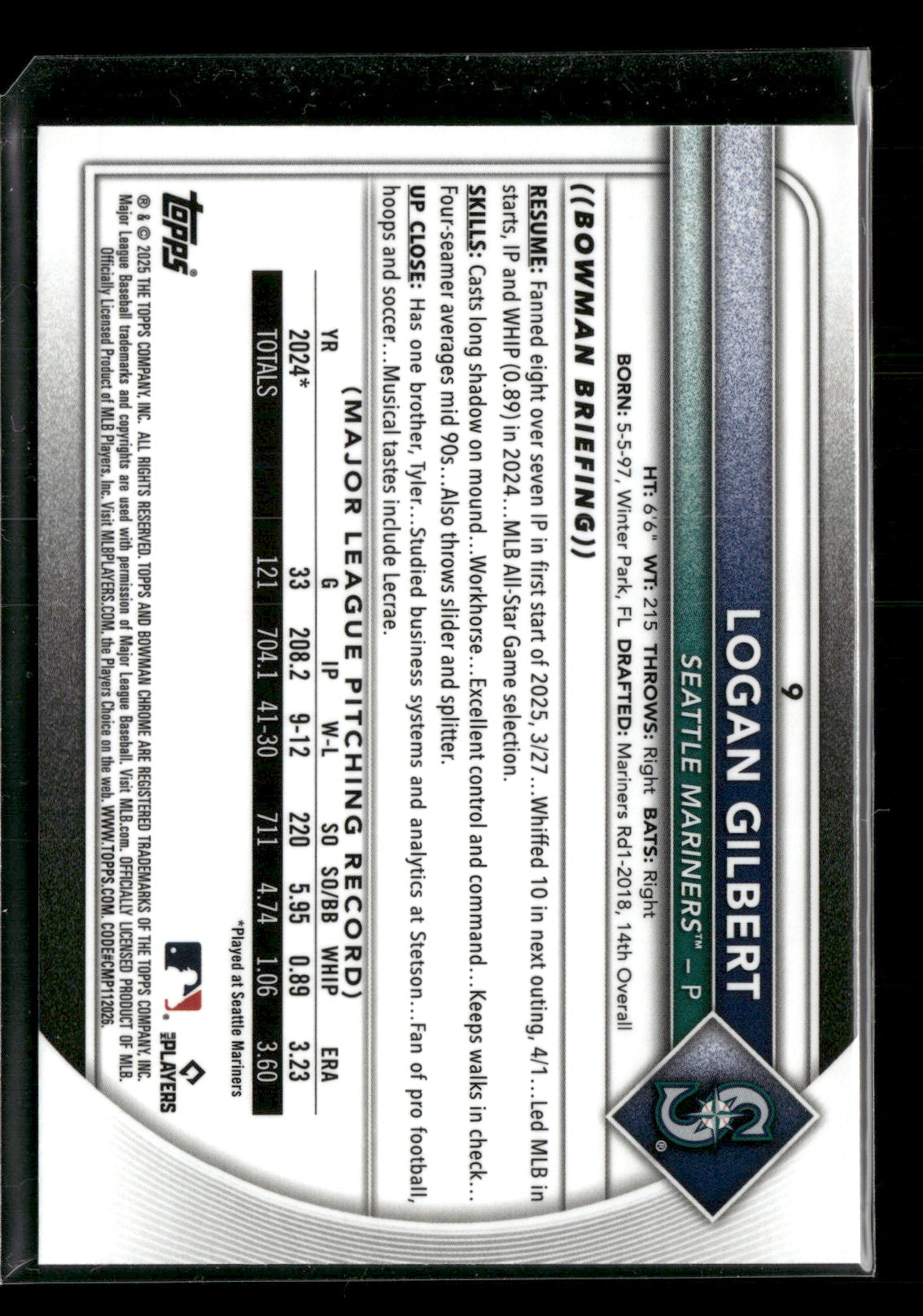 2025 Bowman Chrome Logan Gilbert #9