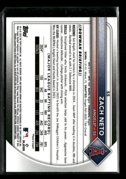2025 Bowman Chrome Zach Neto #55