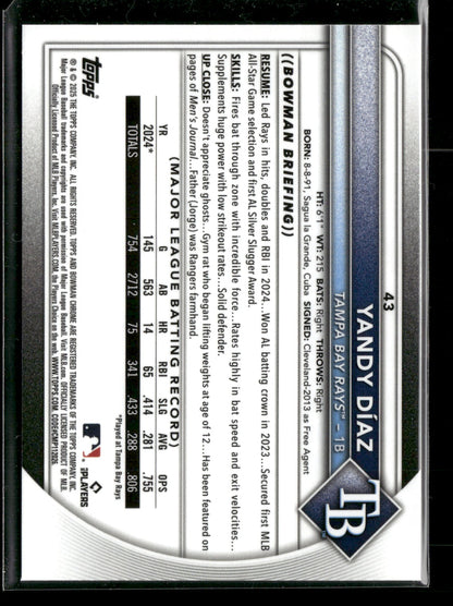 2025 Bowman Chrome Yandy Díaz #43