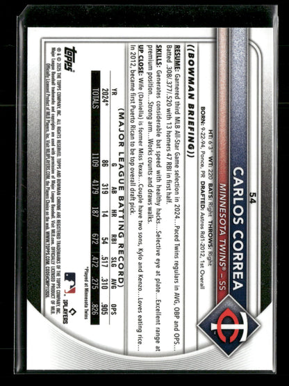 2025 Bowman Chrome Carlos Correa #54