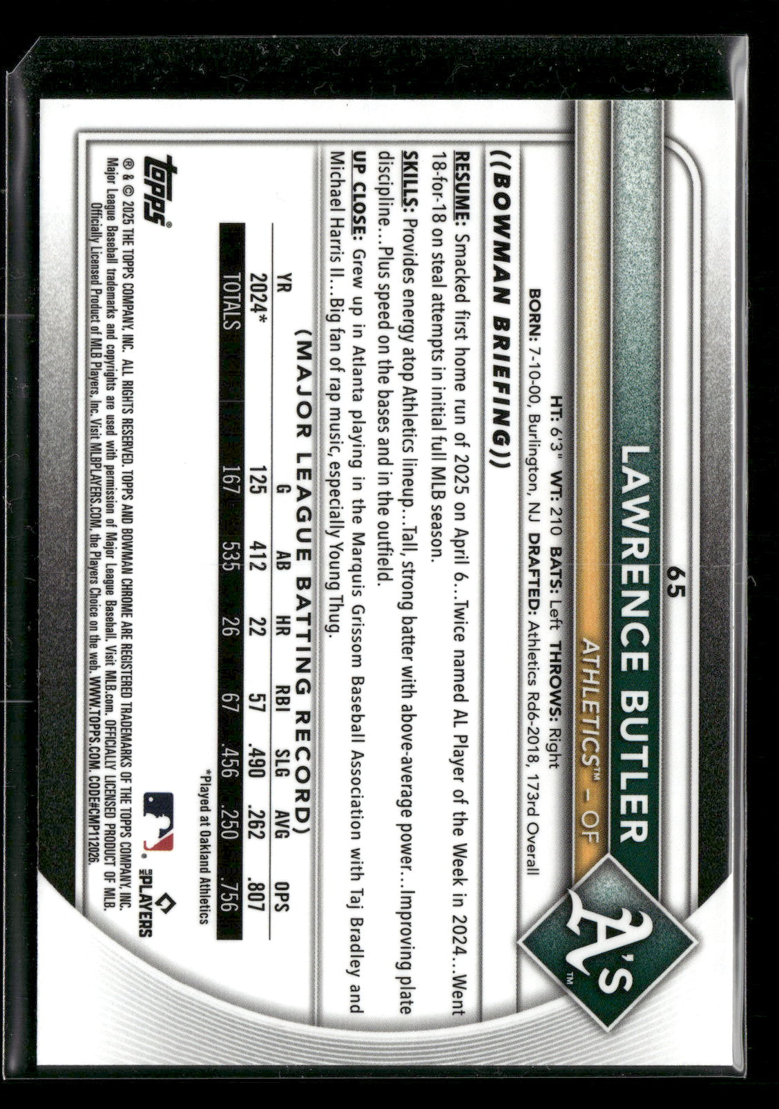 2025 Bowman Chrome Lawrence Butler #65