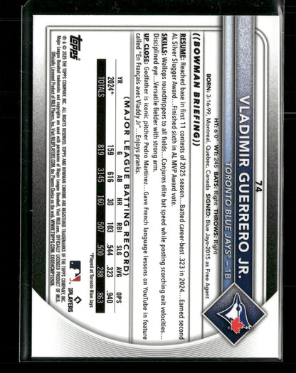 2025 Bowman Chrome Vladimir Guerrero Jr. #74