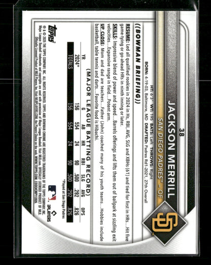 2025 Bowman Chrome Jackson Merrill #38