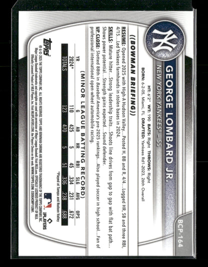 2025 Bowman Chrome George Lombard Jr. #BCP-164