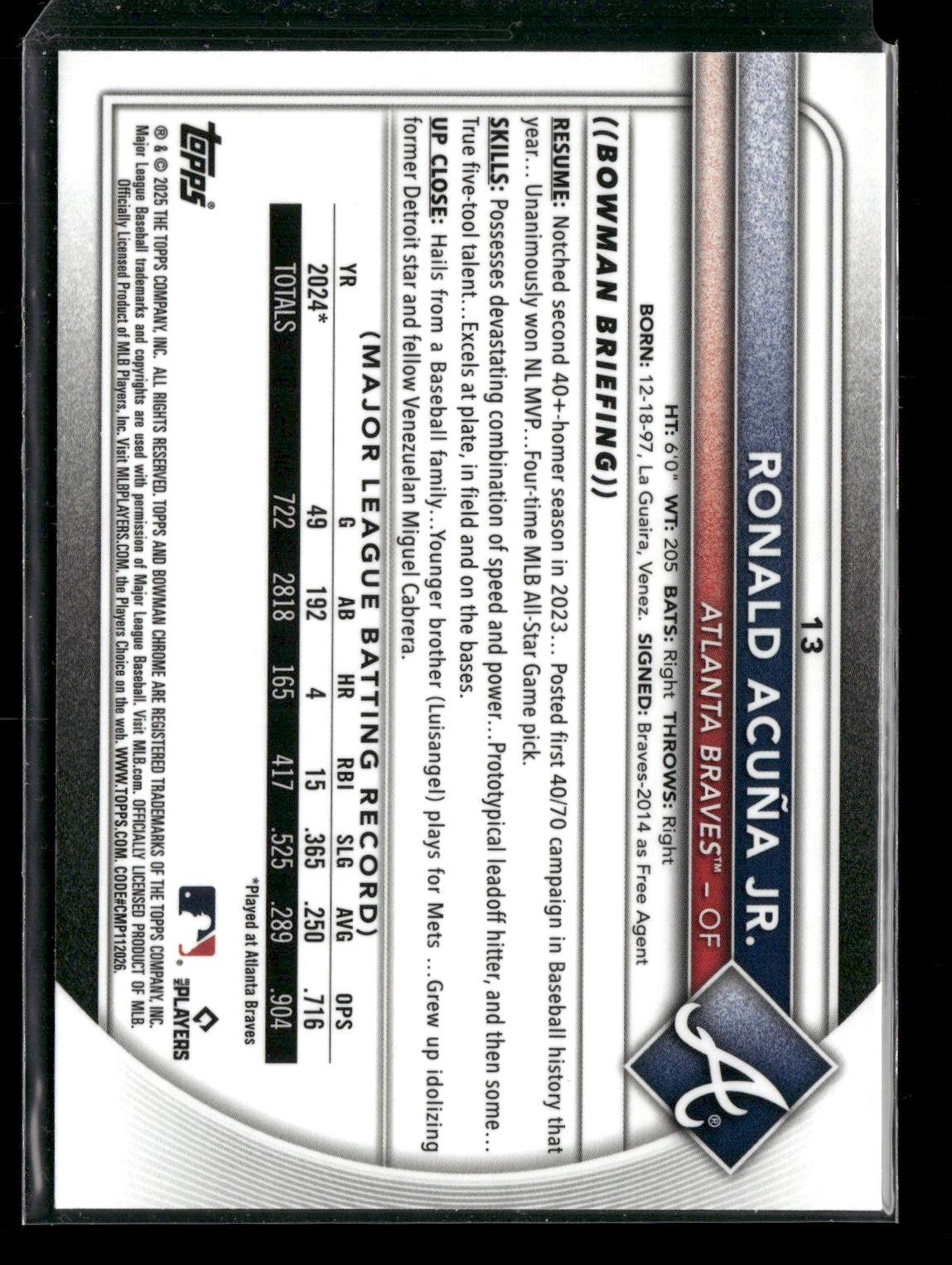 2025 Bowman Chrome Ronald Acuña Jr. #13
