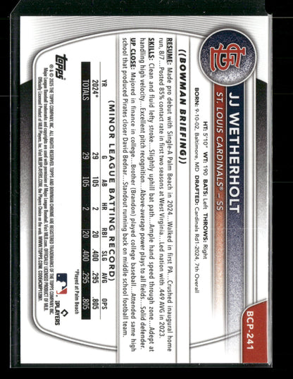 2025 Bowman Chrome JJ Wetherholt #BCP-241