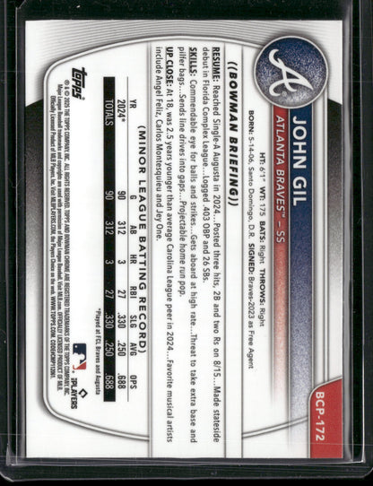 2025 Bowman Chrome John Gil #BCP-172 1st Bowman