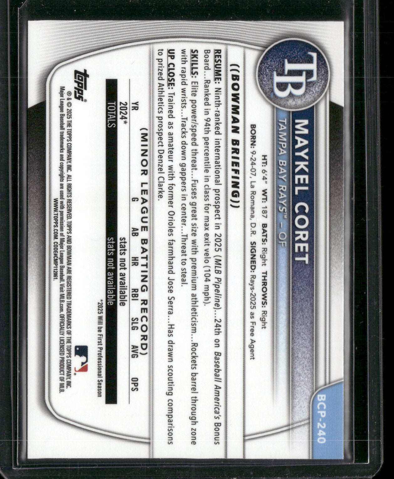 2025 Bowman Chrome Maykel Coret #BCP-240 1st Bowman