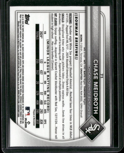 2025 Bowman Chrome Chase Meidroth #71 RC