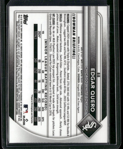 2025 Bowman Chrome Edgar Quero #88 RC