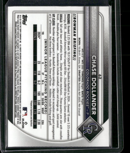 2025 Bowman Chrome Chase Dollander #62 RC