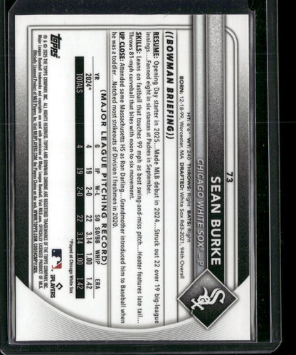 2025 Bowman Chrome Sean Burke #73 RC