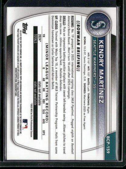 2025 Bowman Chrome Kendry Martínez #BCP-159 1st Bowman