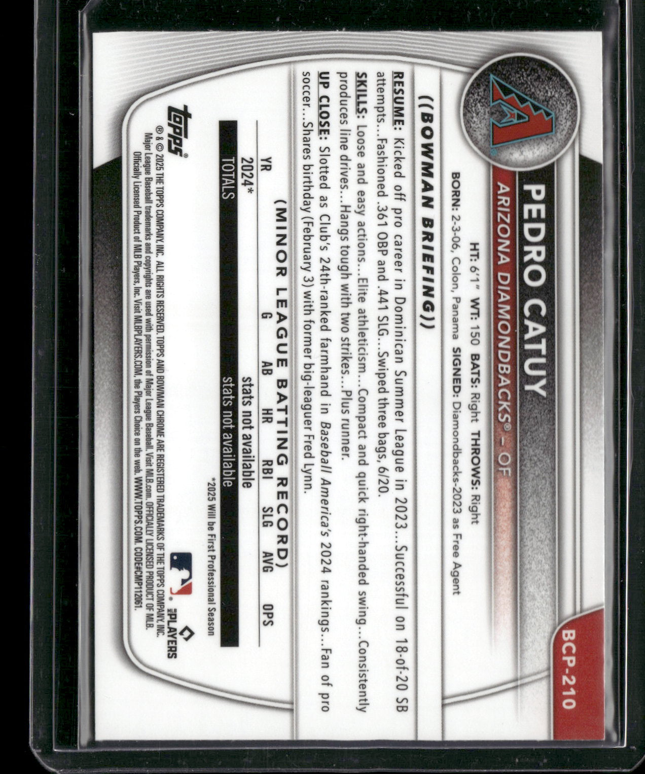 2025 Bowman Chrome Pedro Catuy #BCP-210 1st Bowman