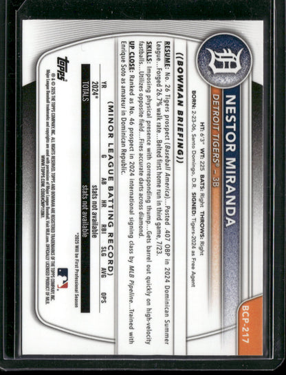 2025 Bowman Chrome Nestor Miranda #BCP-217 1st Bowman