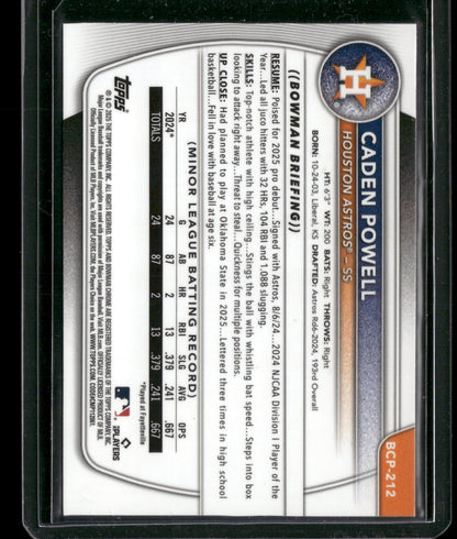 2025 Bowman Chrome Caden Powell #BCP-212 1st Bowman