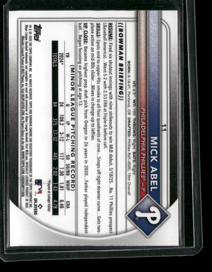 2025 Bowman Chrome Mick Abel #11 RC