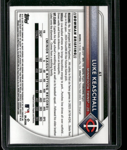 2025 Bowman Chrome Luke Keaschall #61 RC