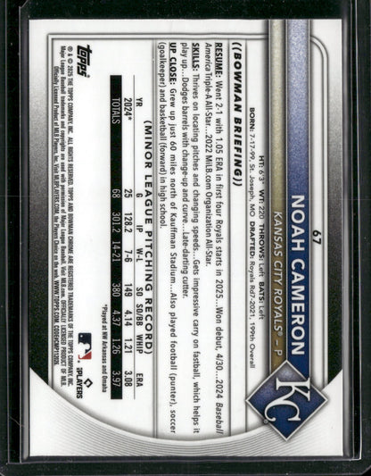 2025 Bowman Chrome Noah Cameron #67 RC
