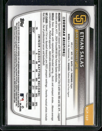 2025 Topps Bowman Chrome Ethan Salas #BCP-169 Laser Refractor