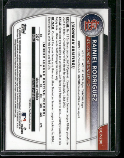 2025 Bowman Chrome Rainiel Rodriguez #BCP-200 Mega Box Mojo Refractor 1st Bowman
