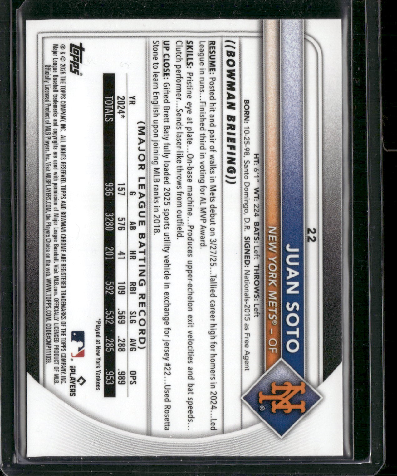 2025 Bowman Chrome Juan Soto #22 Mega Box Mojo Refractor