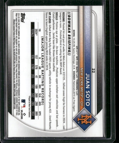 2025 Bowman Chrome Juan Soto #22 Mega Box Mojo Refractor