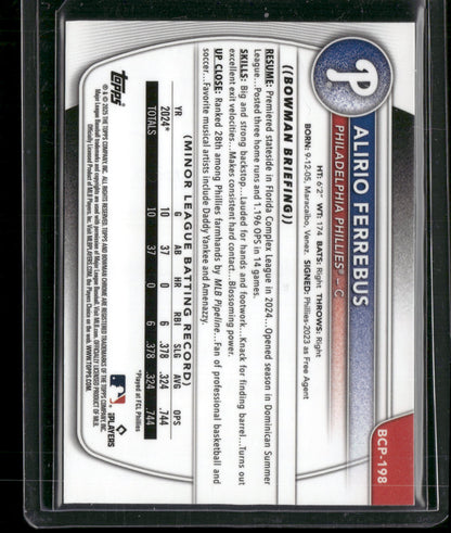 2025 Bowman Chrome Alirio Ferrebus #BCP-198 Mega Box Mojo Refractor 1st Bowman