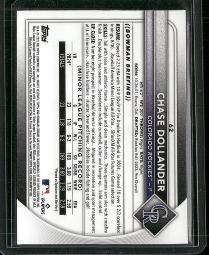 2025 Bowman Chrome Chase Dollander #62 Mega Box Mojo Refractor RC