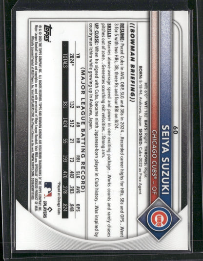 2025 Bowman Chrome Seiya Suzuki #60 Mega Box Mojo Refractor