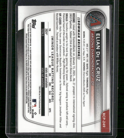 2025 Bowman Chrome Elian De La Cruz #BCP-249 Mega Box Mojo Refractor 1st Bowman