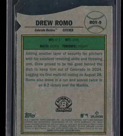 2025 Bowman Chrome Drew Romo #ROY-9 Mega Box Mojo Refractor Rookie of the Year Favorites RC