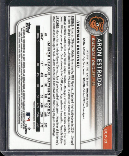 2025 Bowman Chrome Aron Estrada #BCP-33 Mega Box Mojo Refractor 1st Bowman