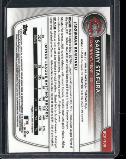 2025 Bowman Chrome Sammy Stafura #BCP-100 Mega Box Mojo Refractor 1st Bowman