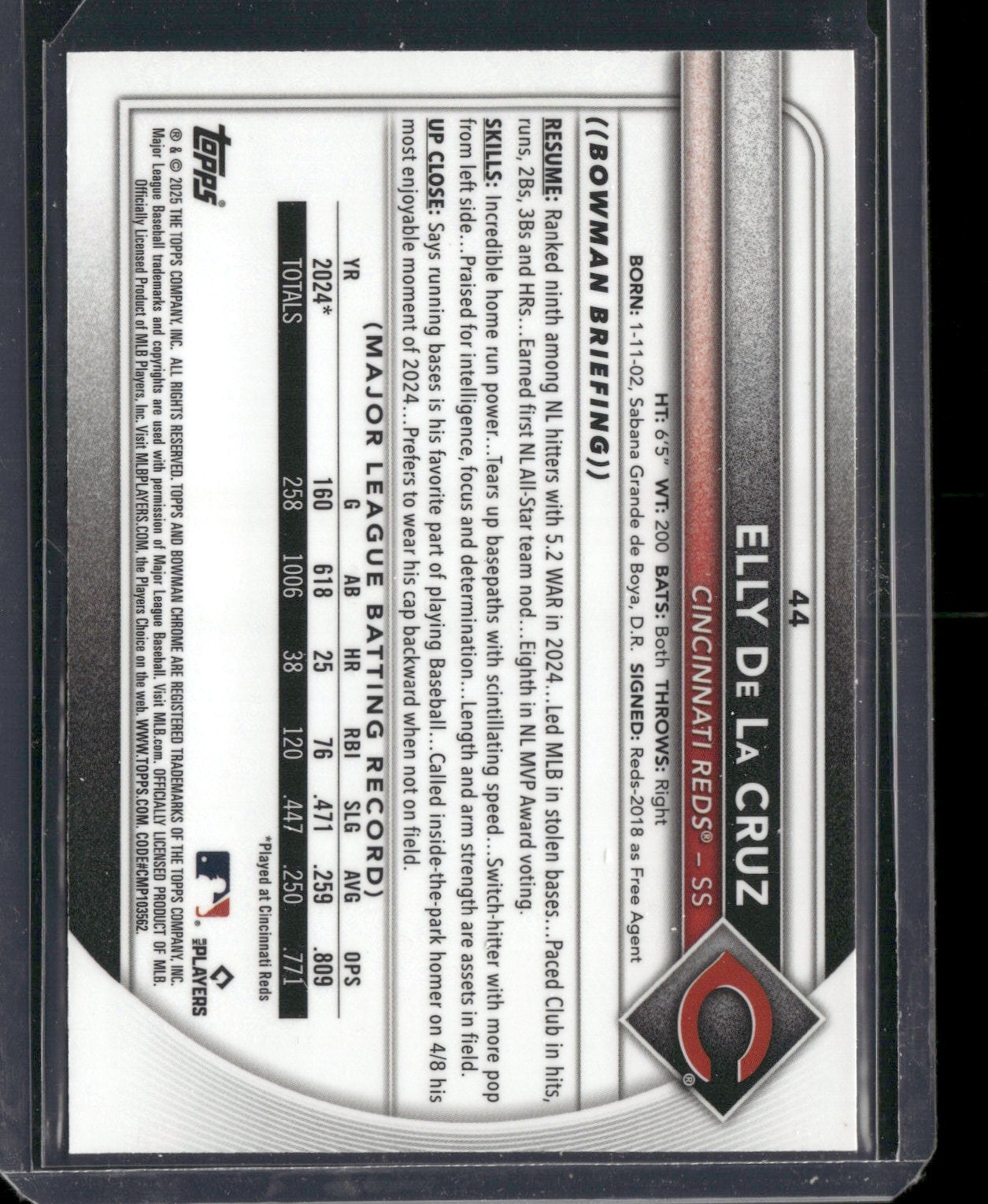 2025 Bowman Chrome Elly De La Cruz #44 Mega Box Mojo Refractor