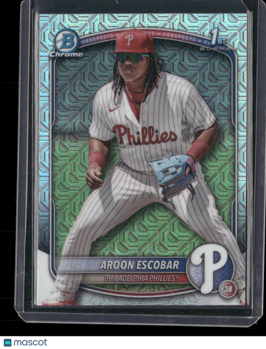 2025 Bowman Chrome Aroon Escobar #BCP-65 Mega Box Mojo Refractor 1st Bowman